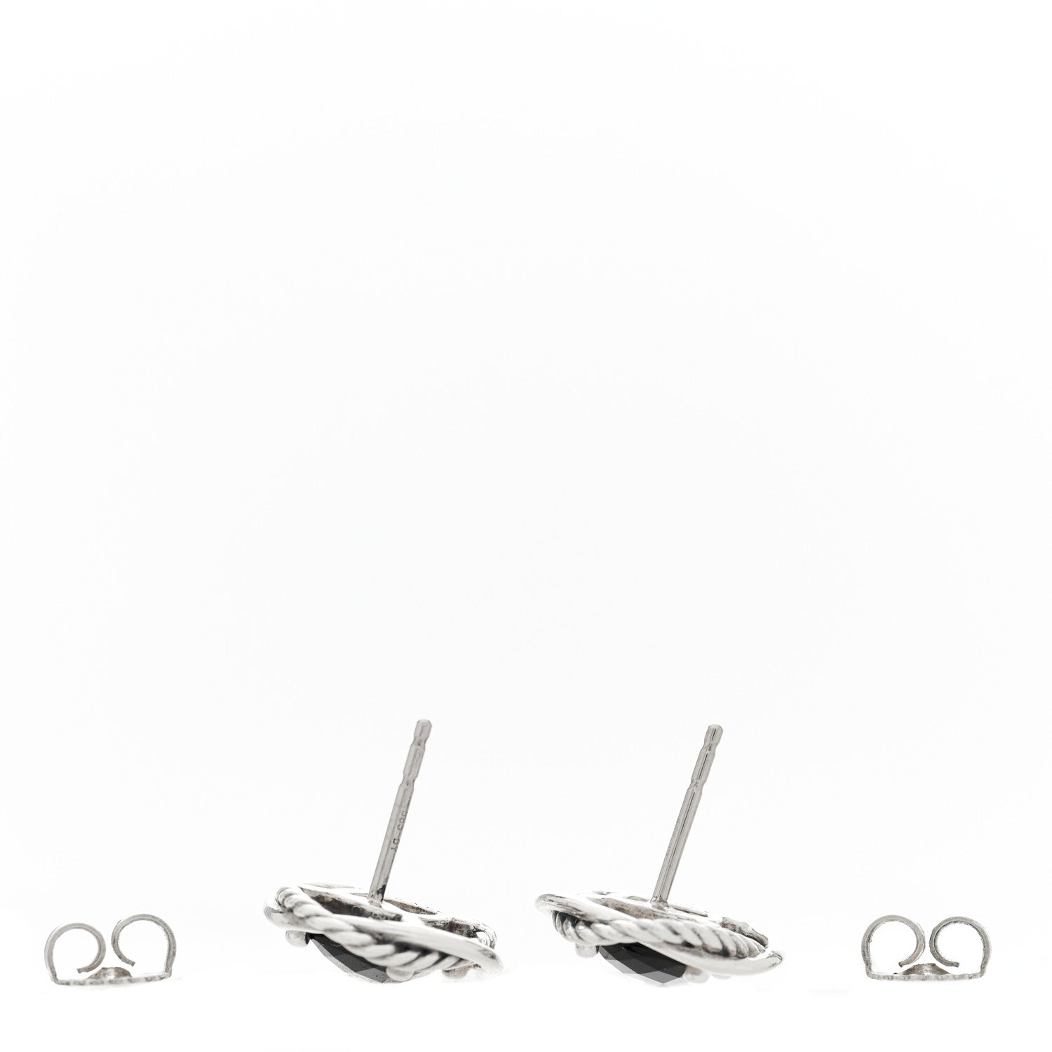 David Yurman Sterling Silver Black Onyx 7mm Infinity Earrings 3 of 4