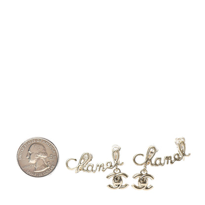 Chanel Metal CC Turnlock Climber Clip On Earrings Gold 2 of 4