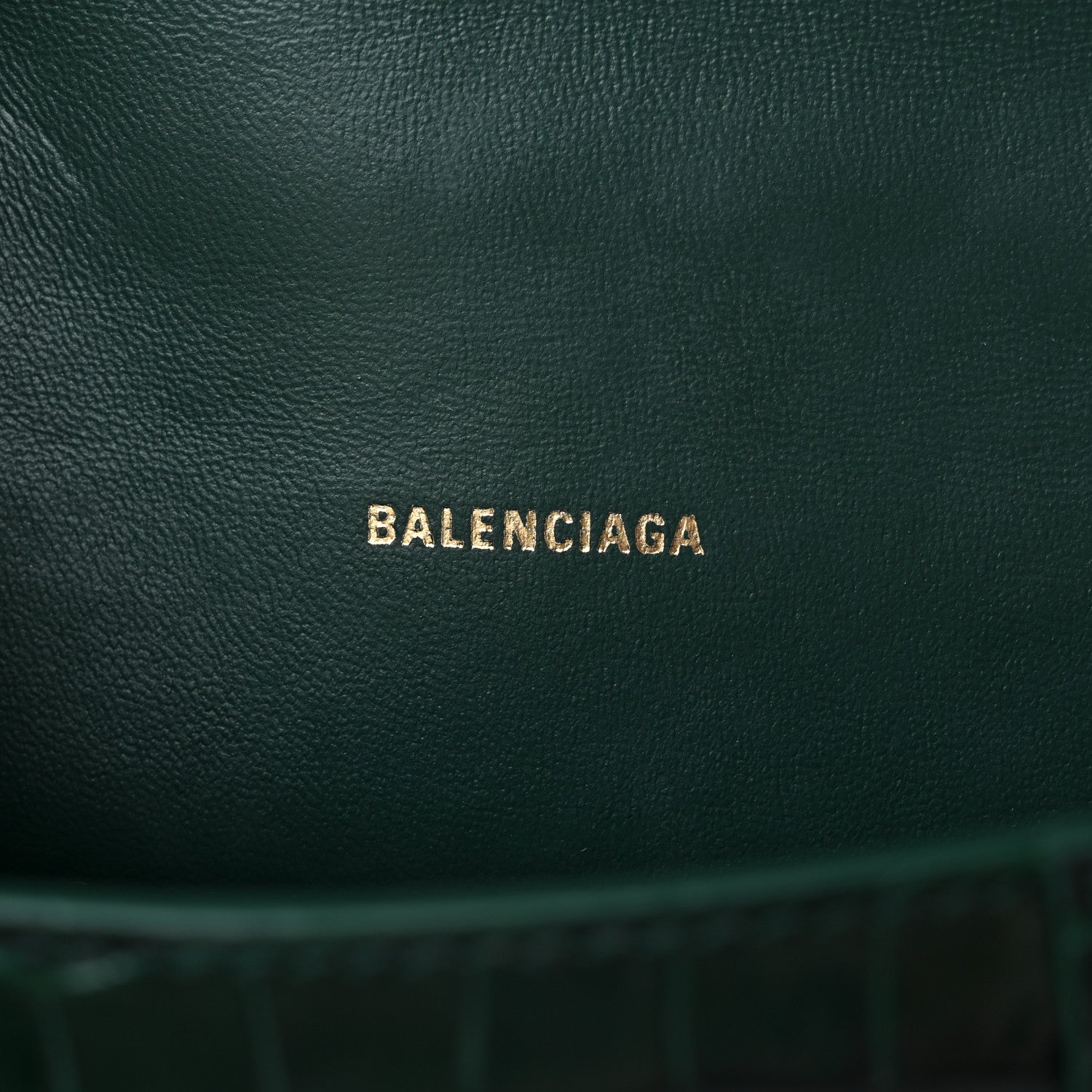 Balenciaga Shiny Calfskin Crocodile Embossed Hourglass Top Handle Bag XS Forest Green 6 of 11