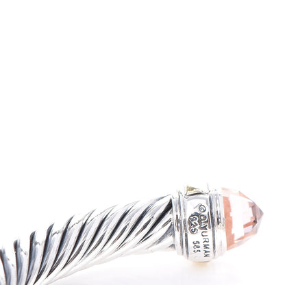 David Yurman Sterling Silver 14K Yellow Gold Morganite 7mm Cable Classics Bracelet 5 of 5
