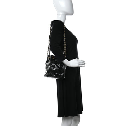 Chanel Patent Stitched Drawstring Shoulder Bag Black 2 of 15