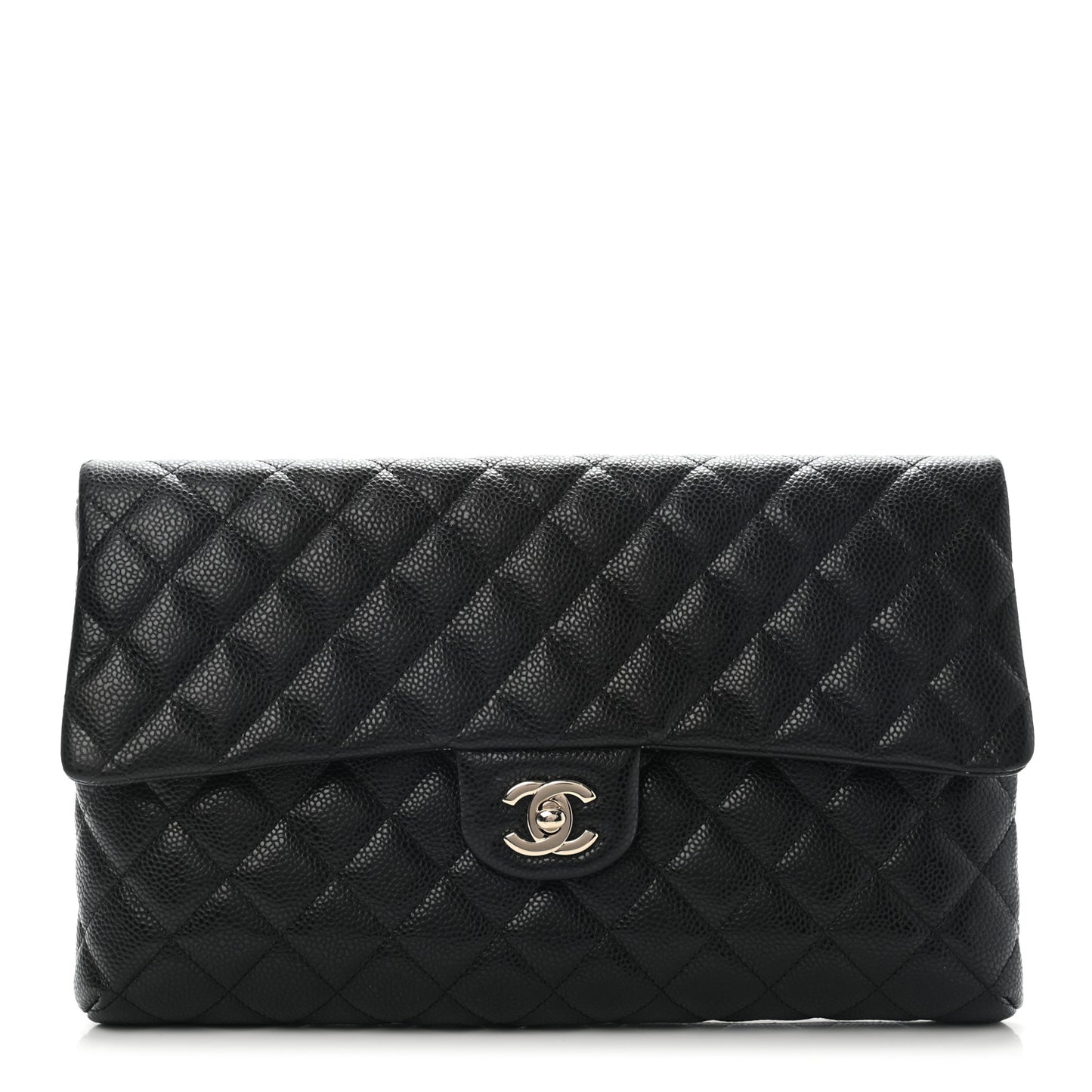 Caviar Quilted Flap Clutch Black