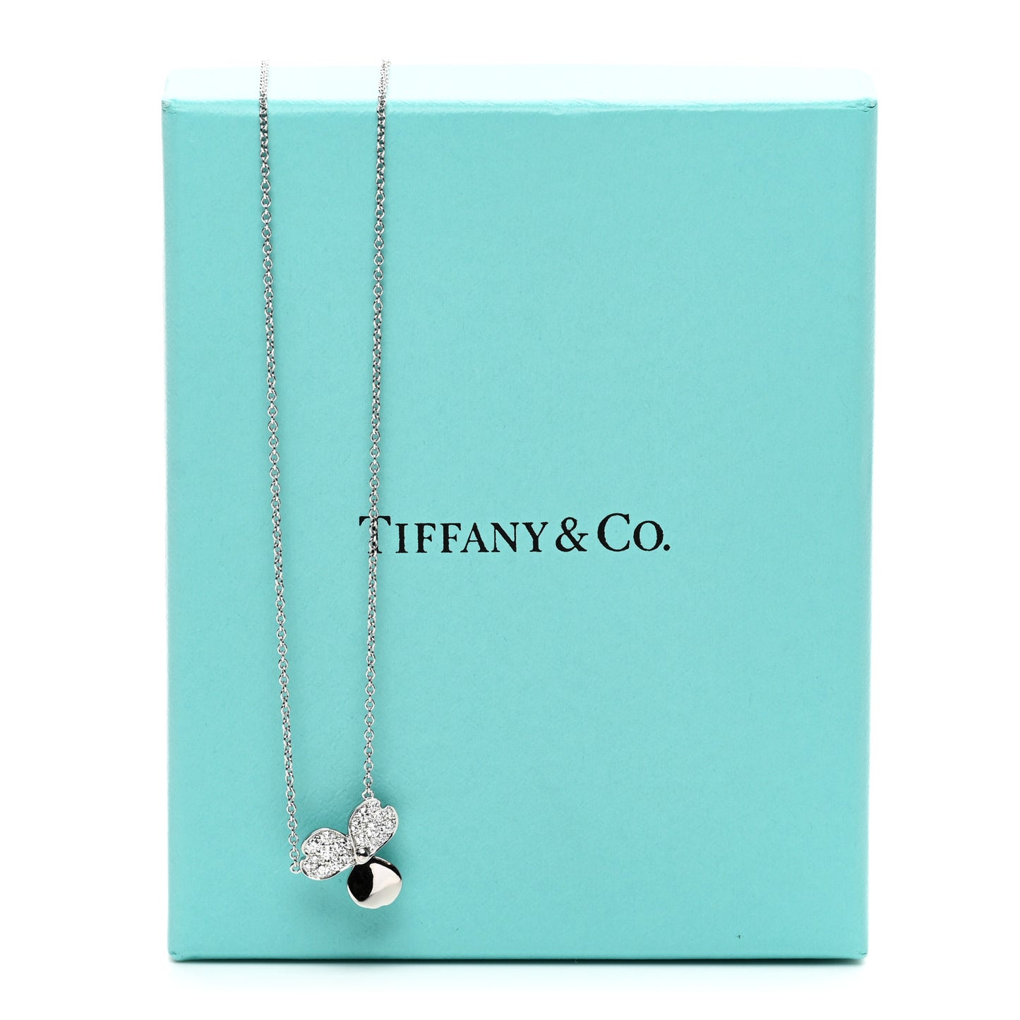 Platinum Diamond .17ctw Small Paper Flowers Pendant Necklace