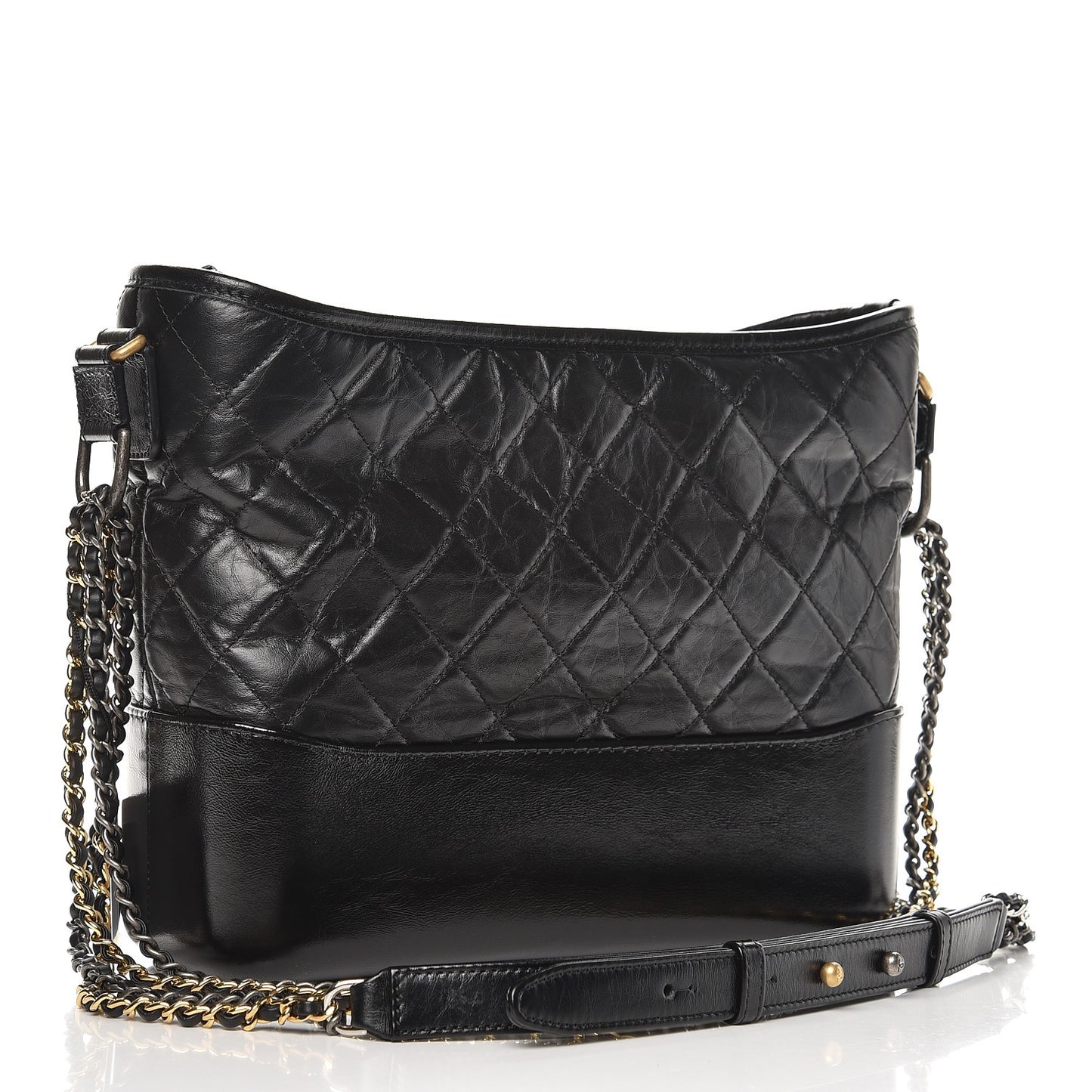 Aged Calfskin Quilted Medium Gabrielle Hobo Black