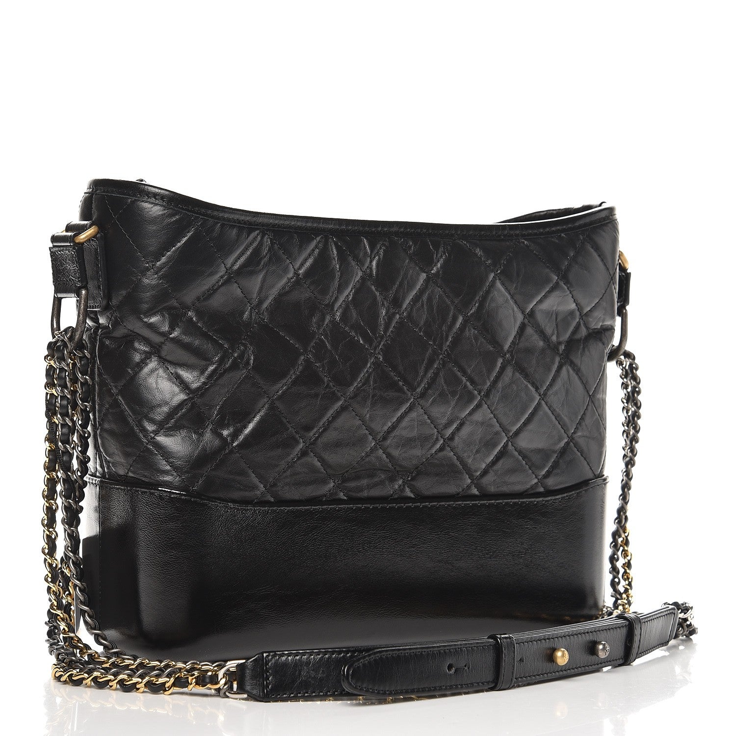 Chanel Aged Calfskin Quilted Medium Gabrielle Hobo Black 3 of 8