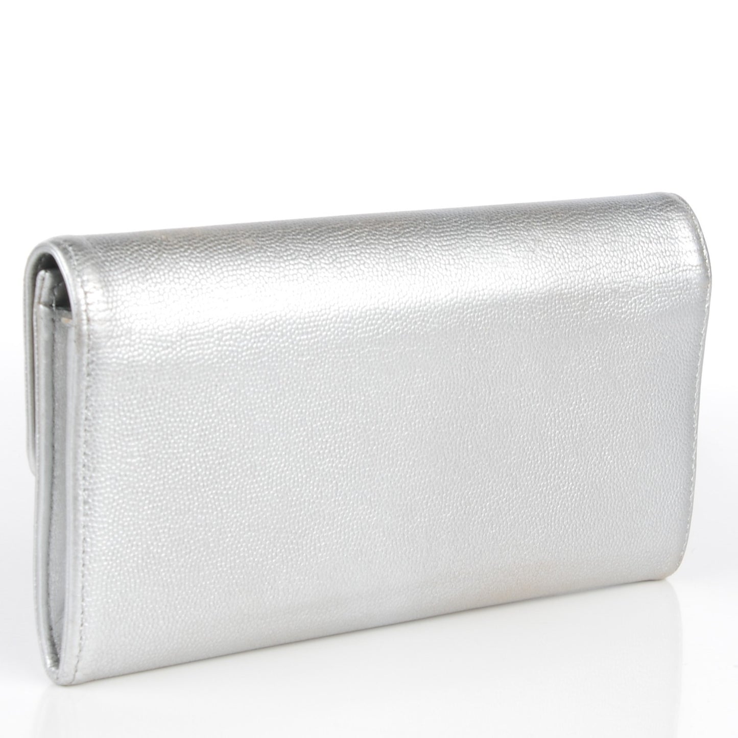 Metallic Caviar Sevruga Long Flap Wallet Silver