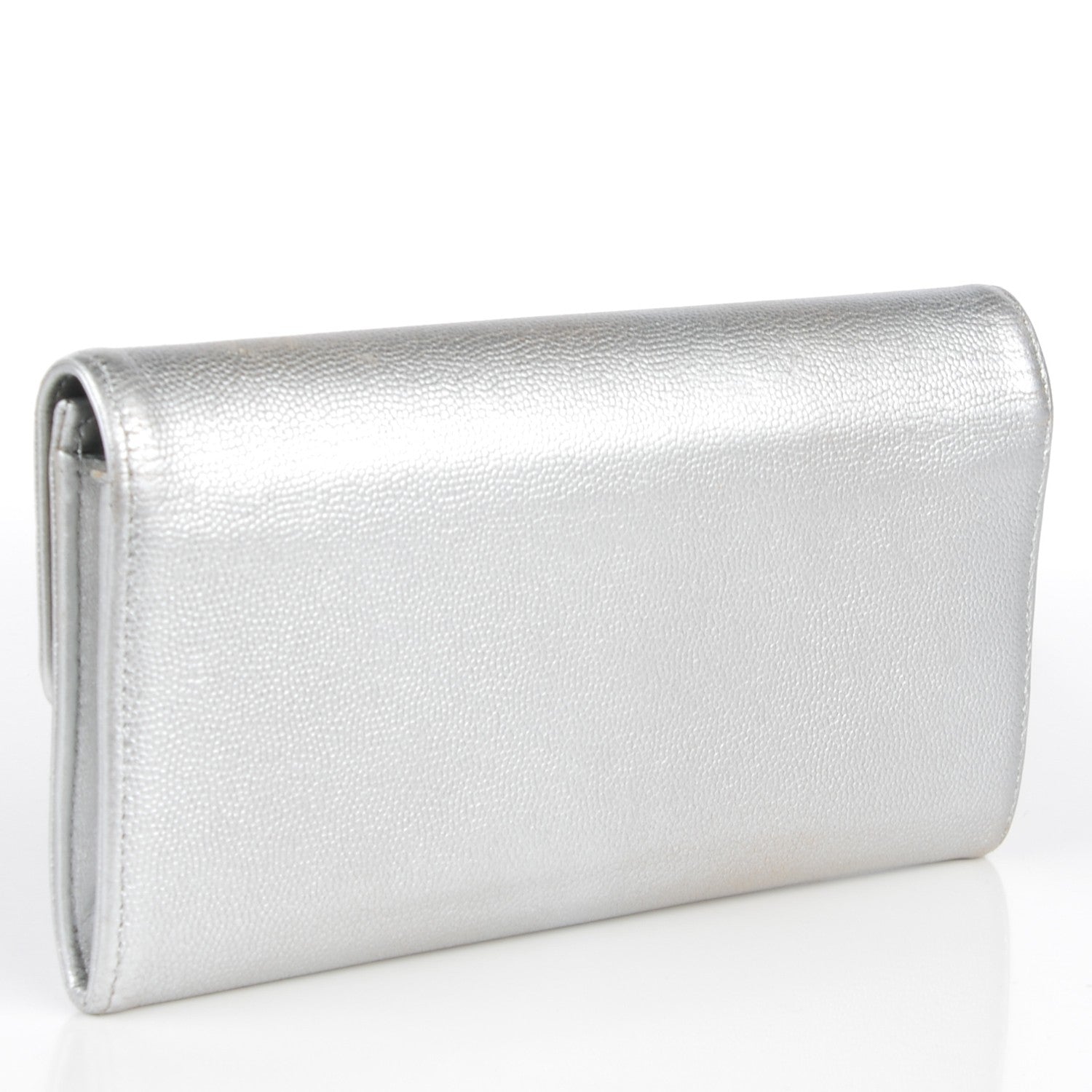 Chanel Metallic Caviar Sevruga Long Flap Wallet Silver 7 of 13