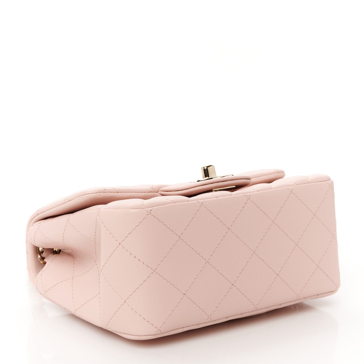 Lambskin Quilted Mini Square Flap Light Pink