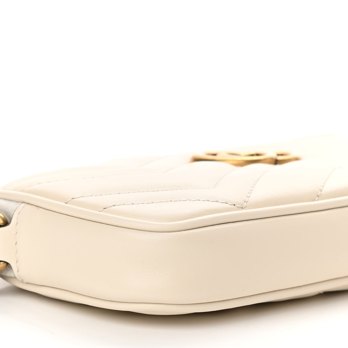 Calfskin Matelasse Mini GG Marmont Chain Crossbody Bag White