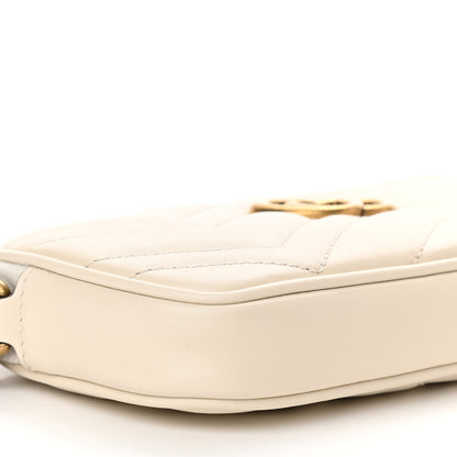 Gucci Calfskin Matelasse Mini GG Marmont Chain Crossbody Bag White 9 of 10