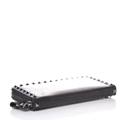 Valentino Garavani Calfskin Tonal Rockstud Zip Around Wallet Black 4 of 9