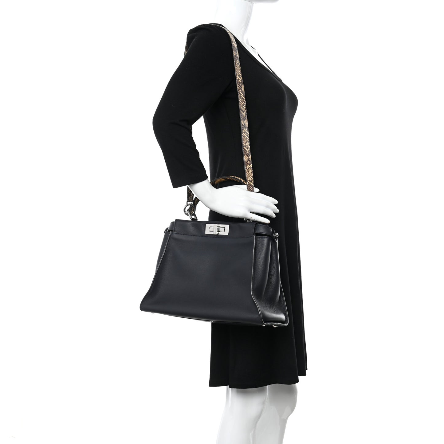 Vitello Seta Snakeskin Shiny Nappa Monster Eyes Medium Peekaboo Iconic Satchel Blue Notte Roccia