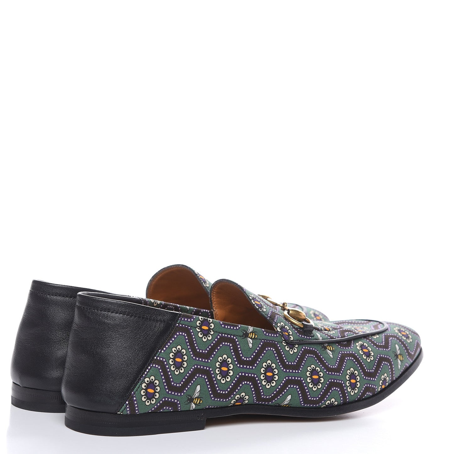 Canvas Lambskin Pearl Eyes Bees Mens Brixton Horsebit Loafers 8.5 Holly Black
