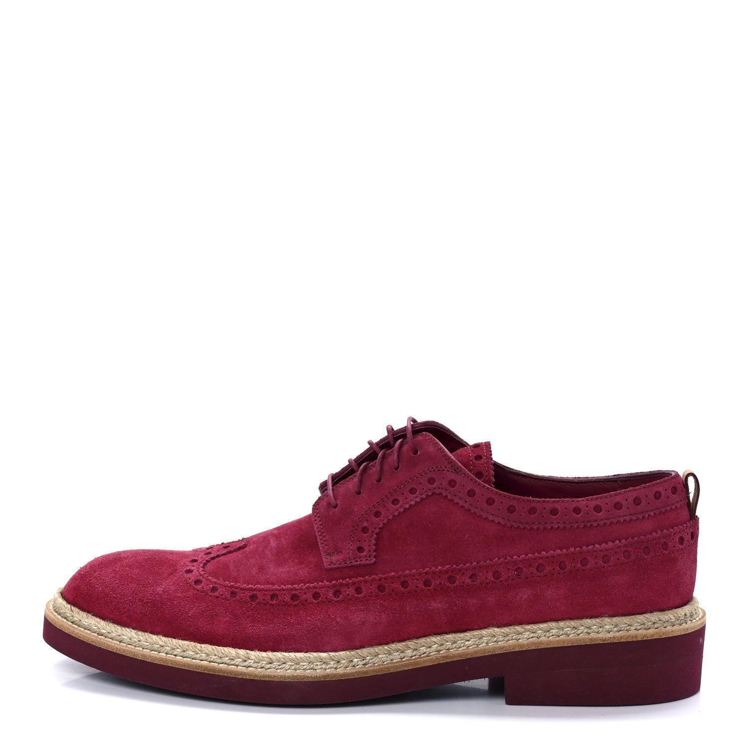 Louis Vuitton Suede Palm Beach Wing Tip Mens Derby Shoes 8.5 Red 1 of 10
