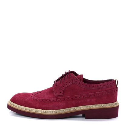 Louis Vuitton Suede Palm Beach Wing Tip Mens Derby Shoes 8.5 Red 1 of 10