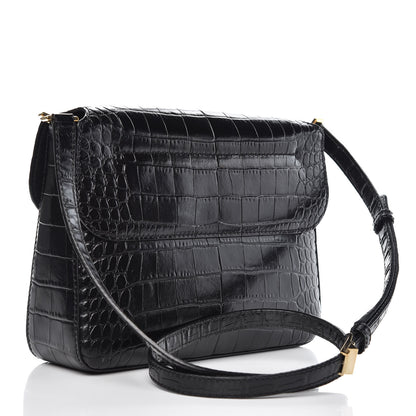 Givenchy Calfskin Crocodile Embossed Small Nobile Shoulder Bag Black 3 of 10