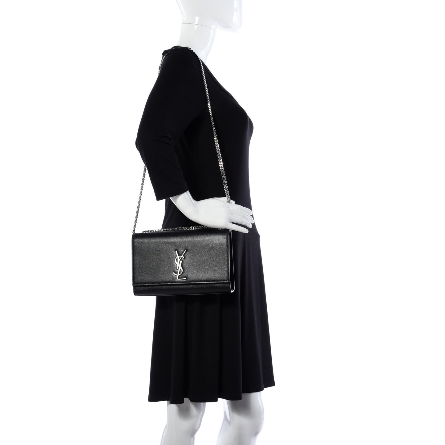 Grain De Poudre Medium Classic Monogram Kate Satchel Black