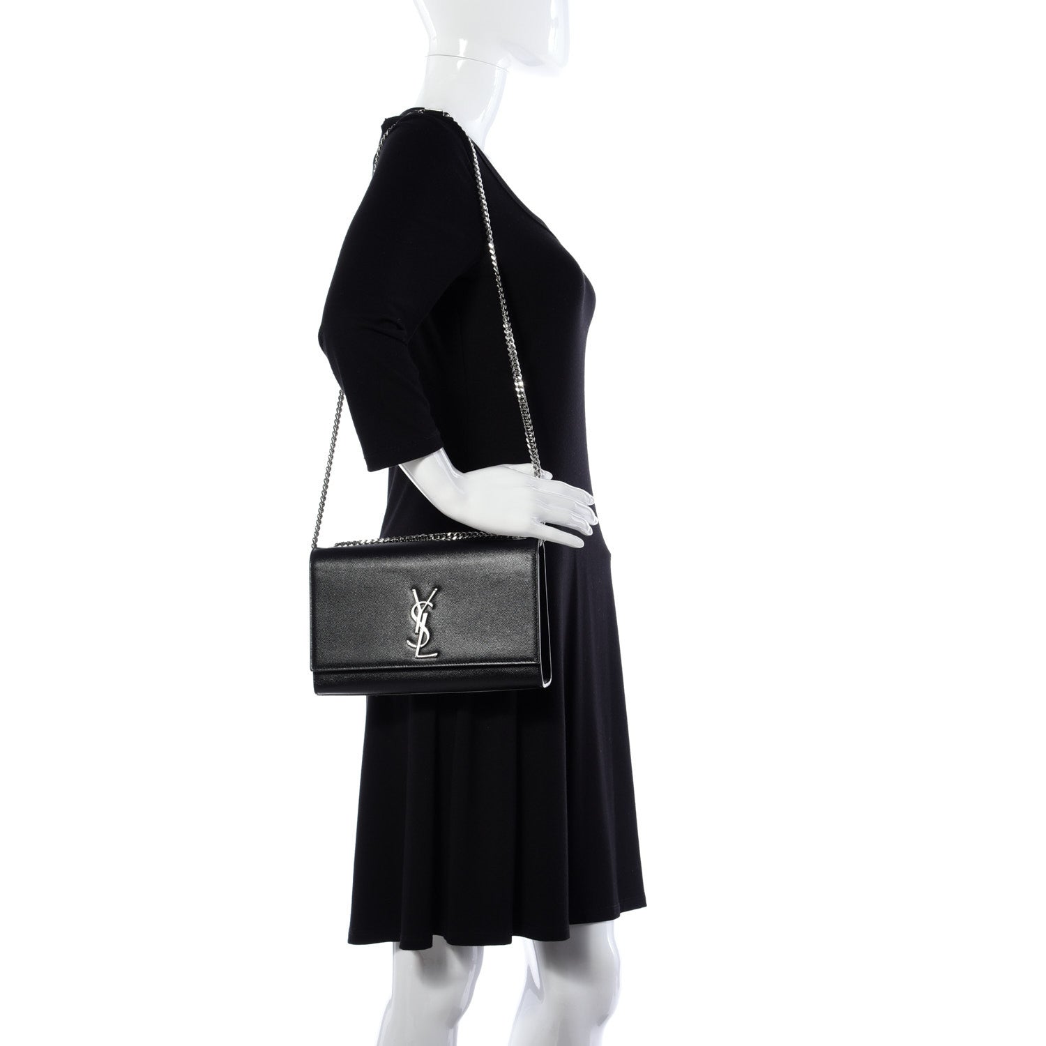 Saint Laurent Grain De Poudre Medium Classic Monogram Kate Satchel Black 2 of 10