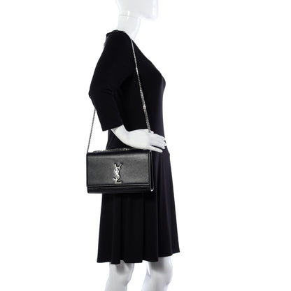 Saint Laurent Grain De Poudre Medium Classic Monogram Kate Satchel Black 2 of 10