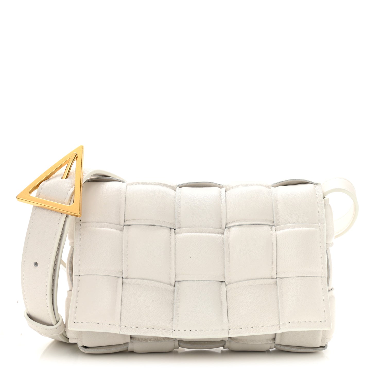 Lambskin Maxi Intreccio Padded Small Cassette Crossbody Bag White
