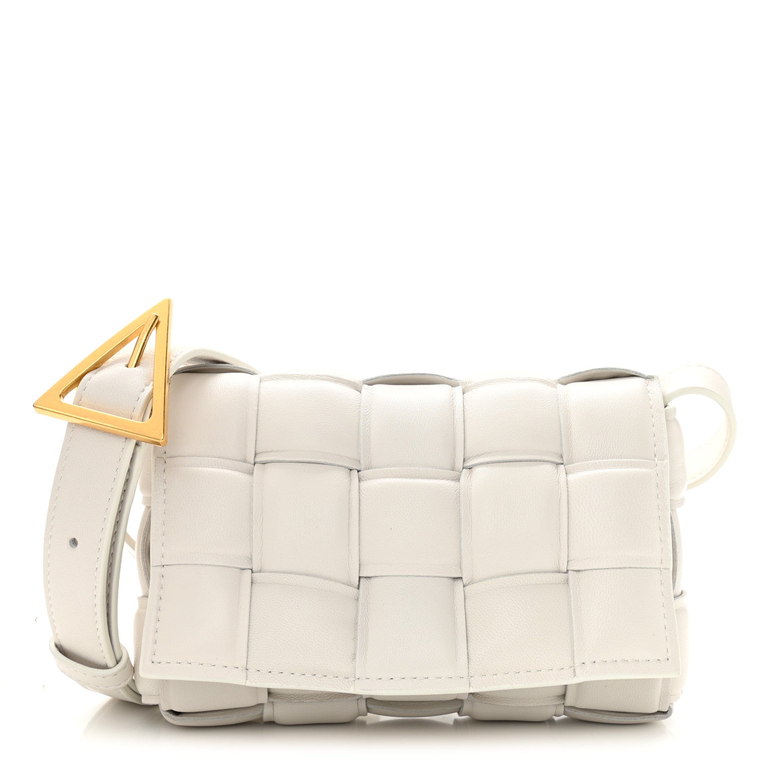 Bottega Veneta Lambskin Maxi Intreccio Padded Small Cassette Crossbody Bag White 1 of 10