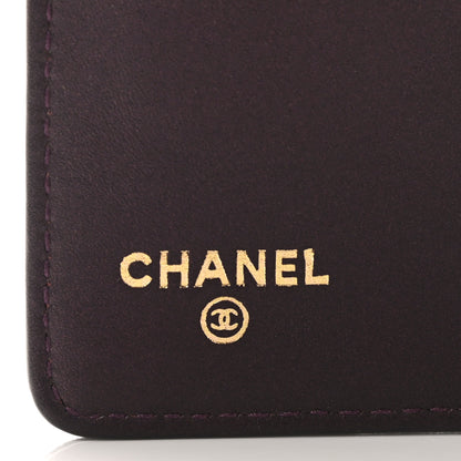 Chanel Iridescent Calfskin Quilted Tartan Button Yen Wallet Burgundy 6 of 7