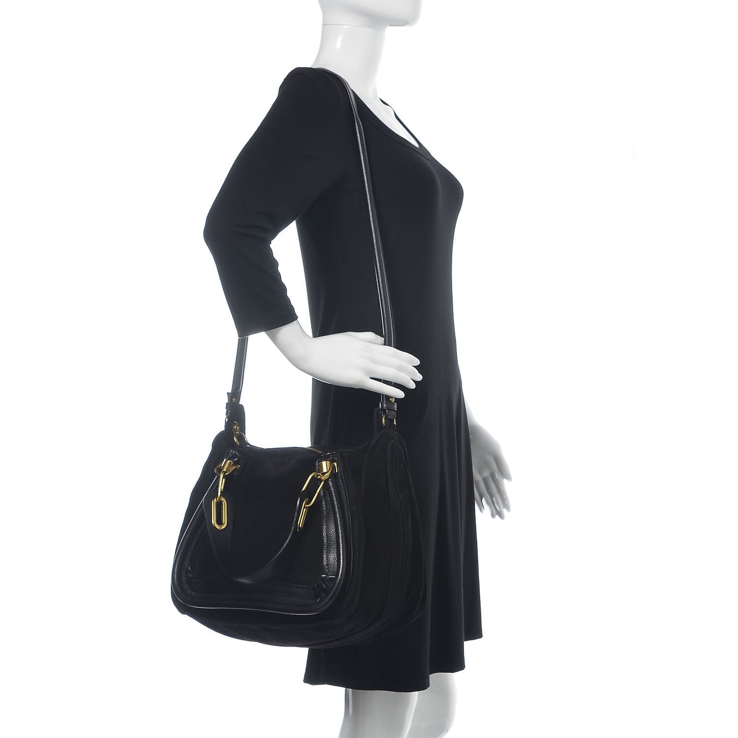 Suede Calfskin Small Paraty Black