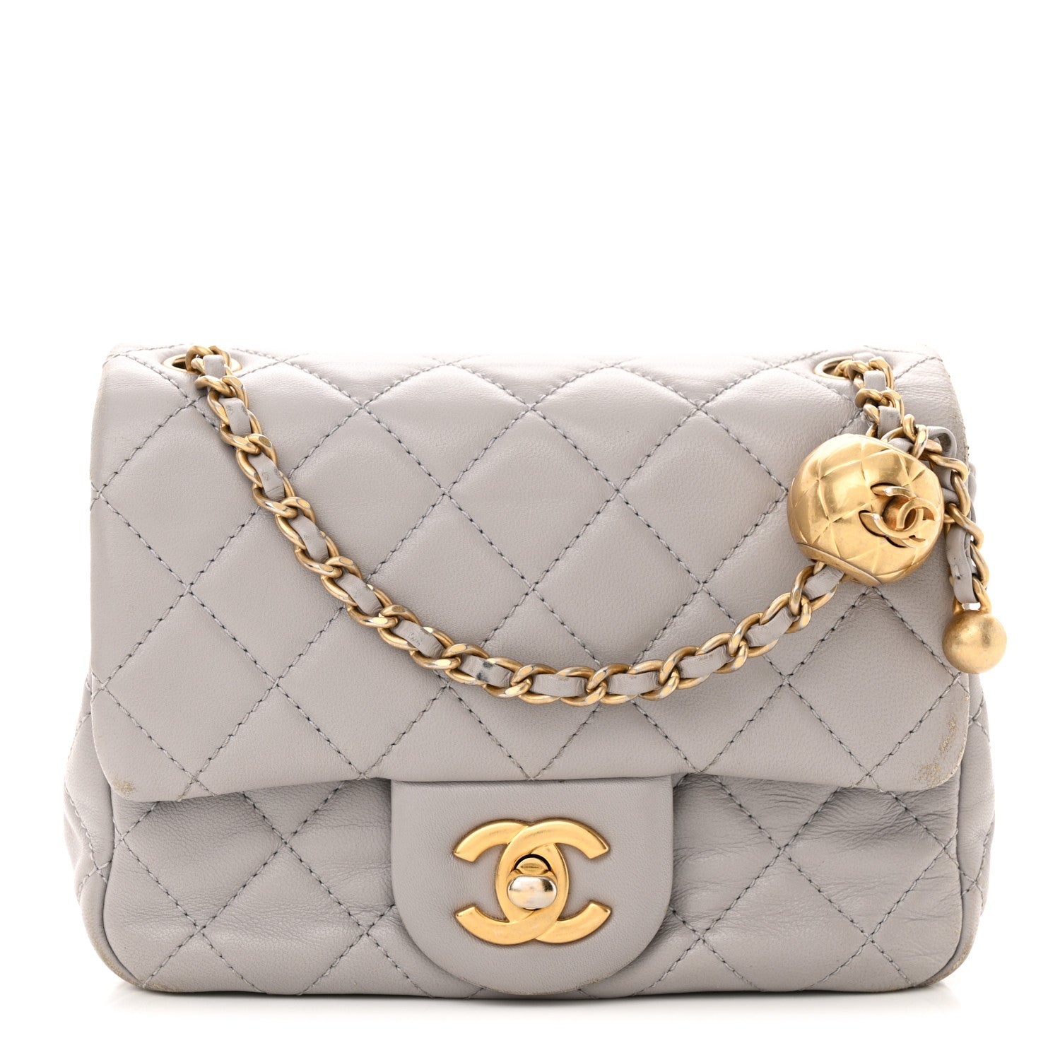 Chanel Lambskin Quilted Mini Pearl Crush Flap Light Grey 1705911
