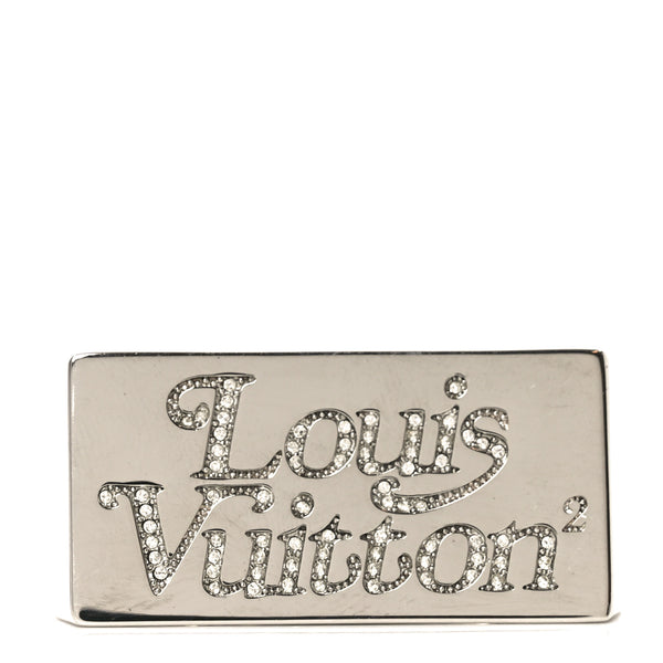 LOUIS VUITTON O97 リング LVロゴ シルバー Louis Vuitton Metal LV Squared Strass Logo Double Ring 61 9.5