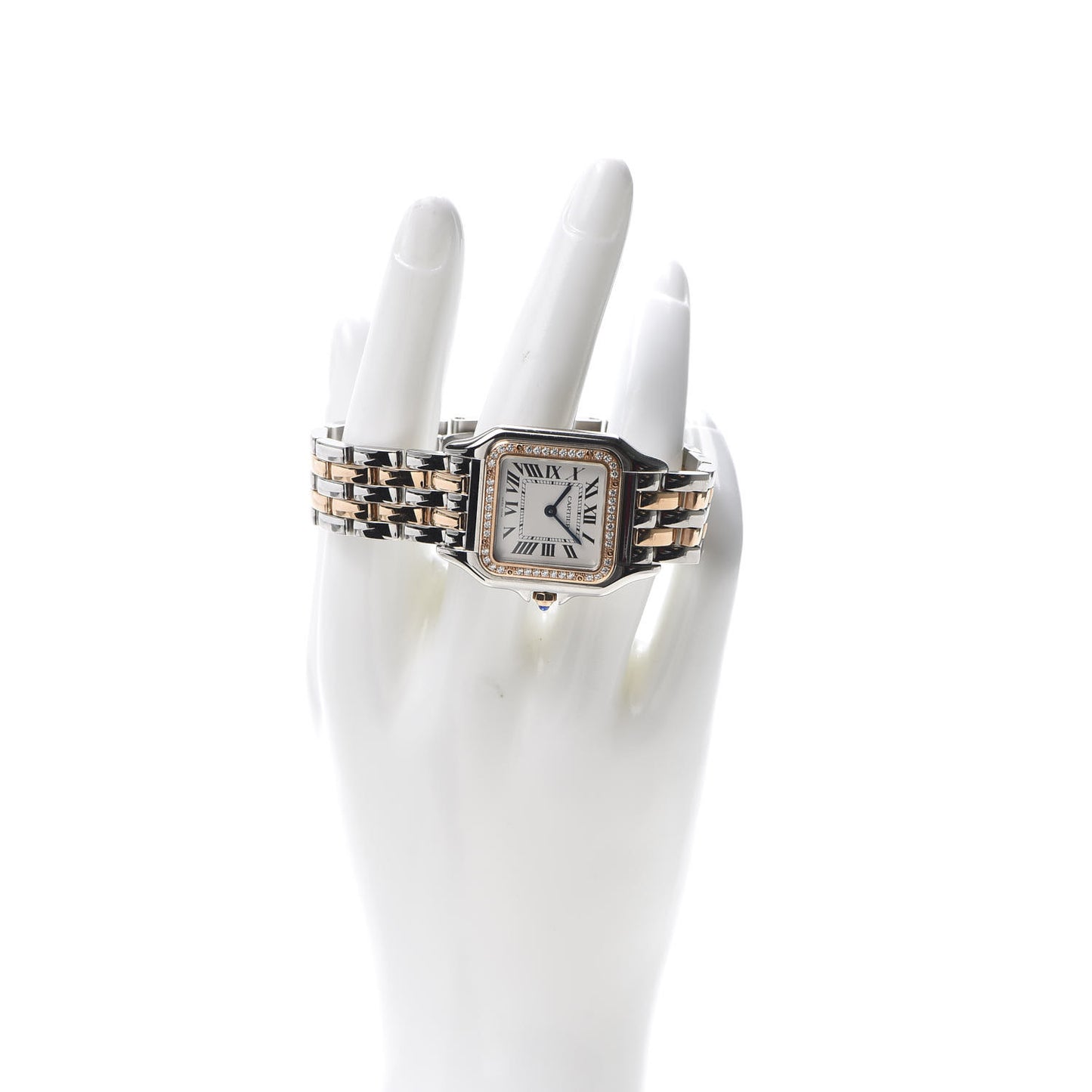 Stainless Steel 18K Pink Gold Diamond 27mm Panthere Quartz Watch