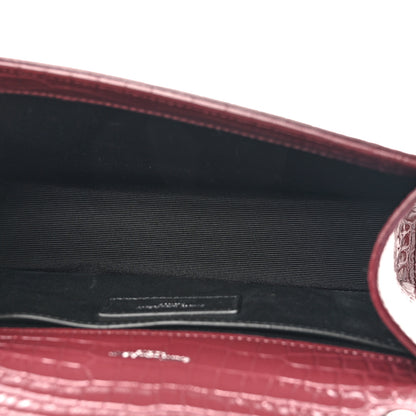 Saint Laurent Calfskin Crocodile Embossed Small Classic Monogram Kate Tassel Satchel Palissandre 5 of 10