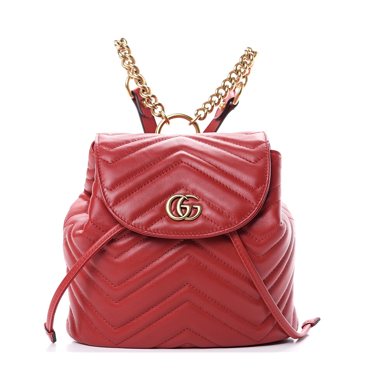 Gucci Calfskin Matelasse GG Marmont Flap Backpack Hibiscus Red 1 of 12
