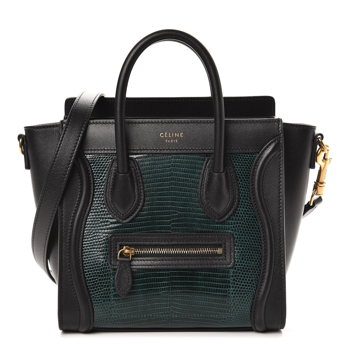 Lizard Smooth Calfskin Nano Luggage Dark Green