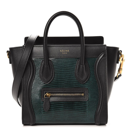 Celine Lizard Smooth Calfskin Nano Luggage Dark Green 1 of 8