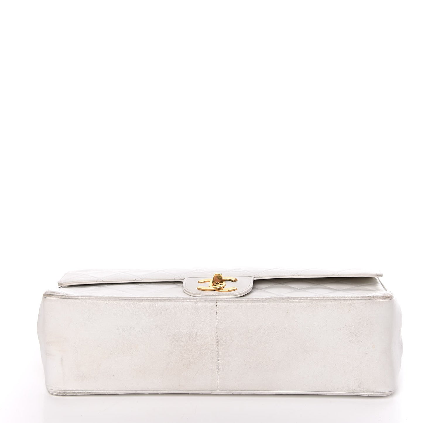 Lambskin Quilted Medium Double Flap White