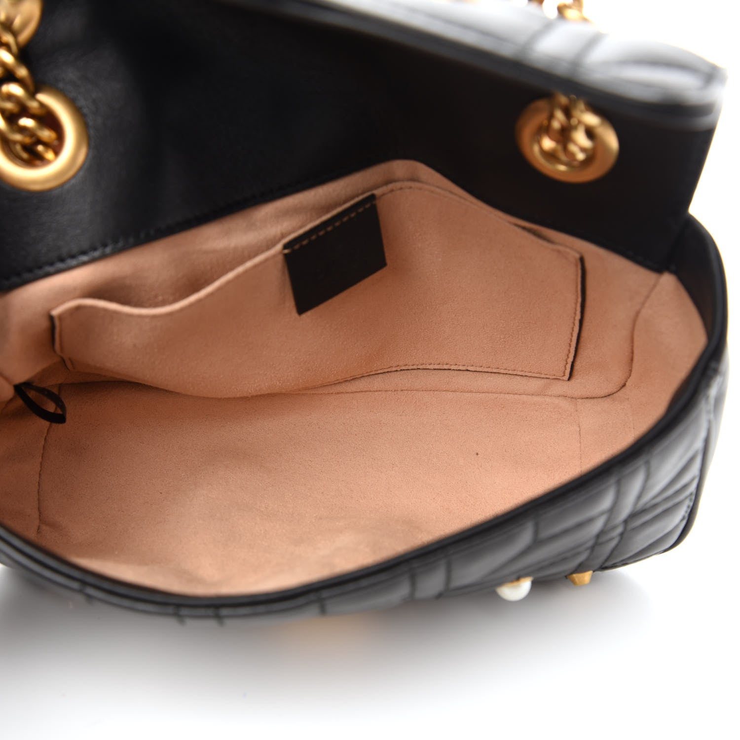 Gucci Calfskin Matelasse Studded Mini Pearly GG Marmont Shoulder Bag Black 5 of 12