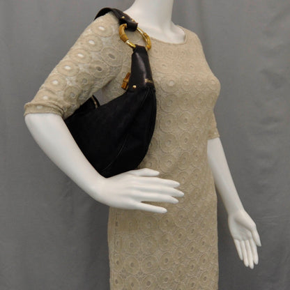 Gucci Monogram Bamboo Ring Hobo Black 1 of 9
