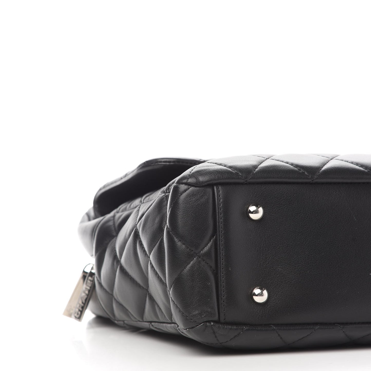 Lambskin Quilted Bowler Flap Shoulder Bag Black