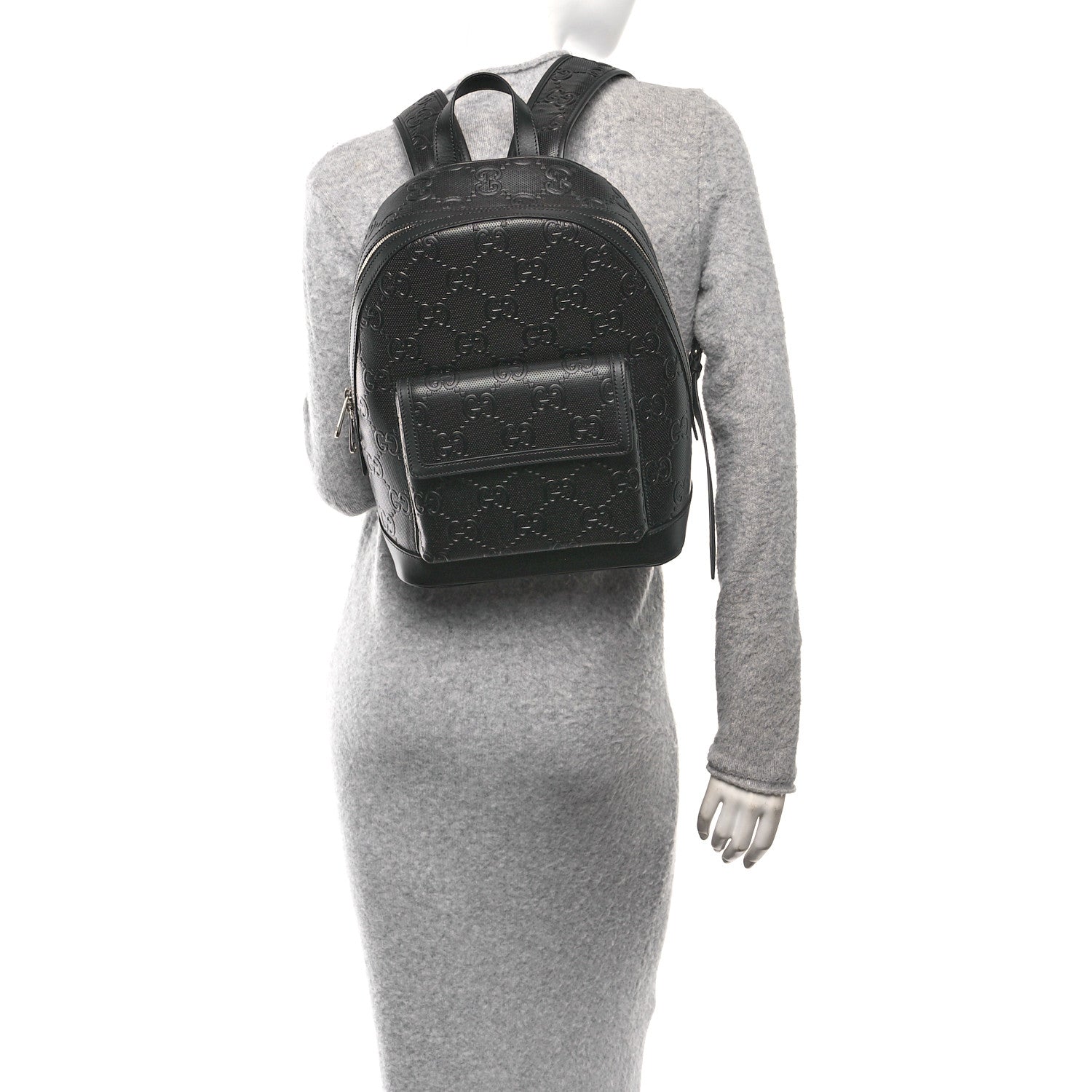 Gucci Calfskin GG Tennis Embossed Backpack Black 2 of 10