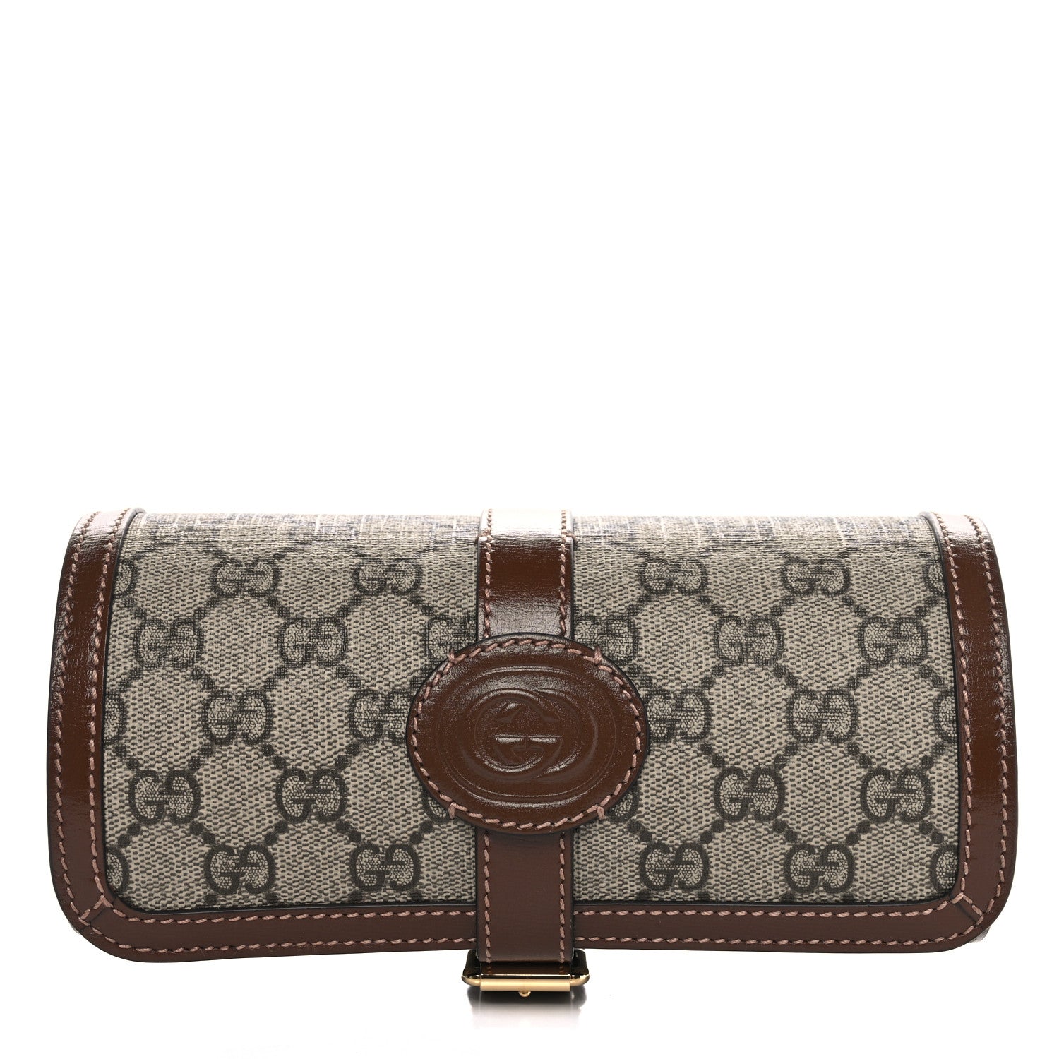 Gucci GG Supreme Monogram Calfskin Watch Travel Case Beige Ebony Brown Sugar 1 of 10