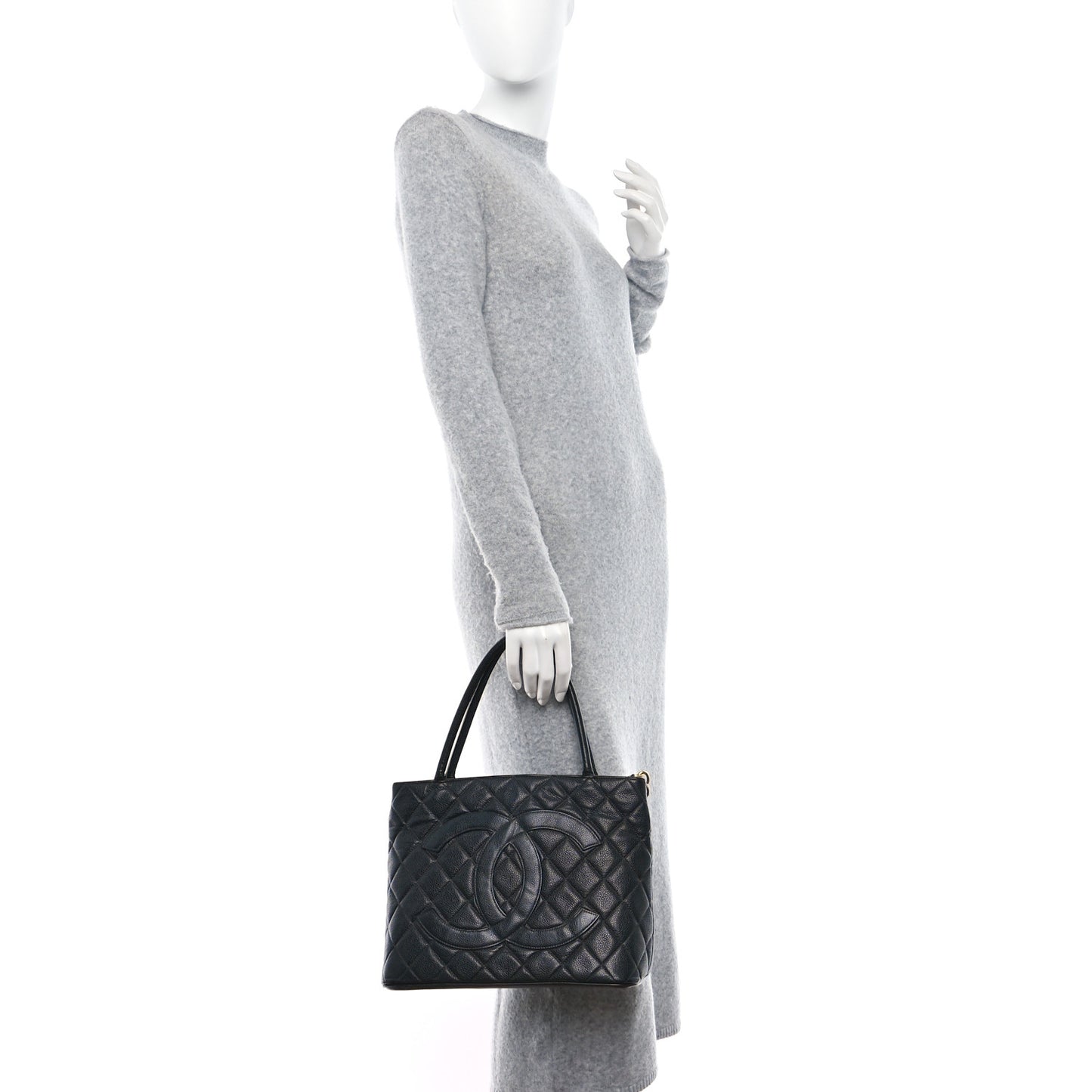 Caviar Quilted Medallion Tote Black