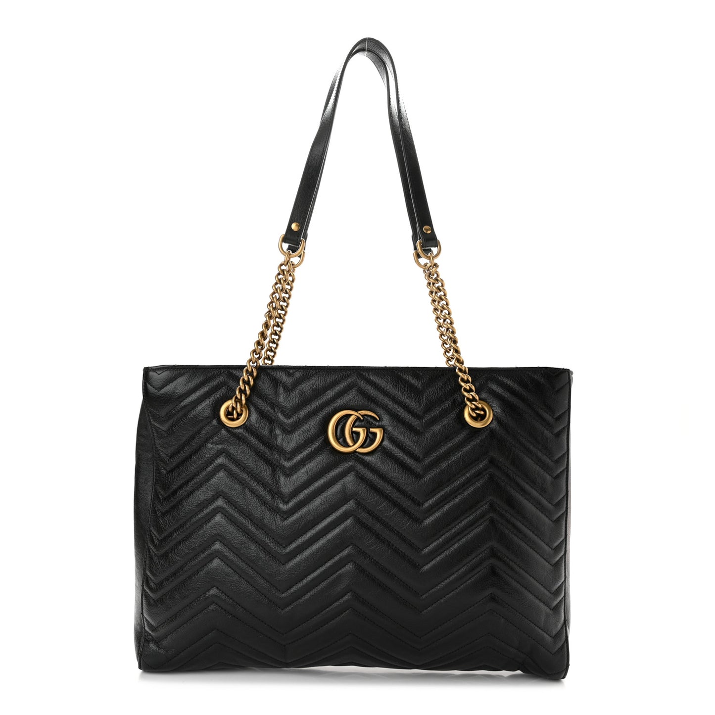 Vintage Calfskin Matelasse Medium GG Marmont Slim Tote Black