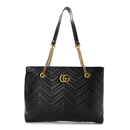 Gucci Vintage Calfskin Matelasse Medium GG Marmont Slim Tote Black 1 of 10