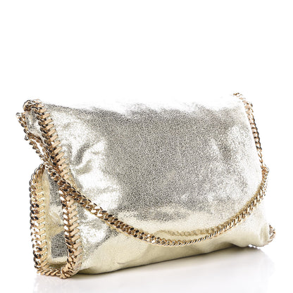 Stella McCartney Metallic Crackle Shaggy Deer Falabella Fold Over Tote Gold 4 of 15