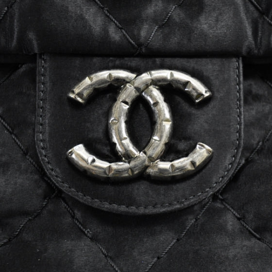 Satin Quilted XL Flap Black