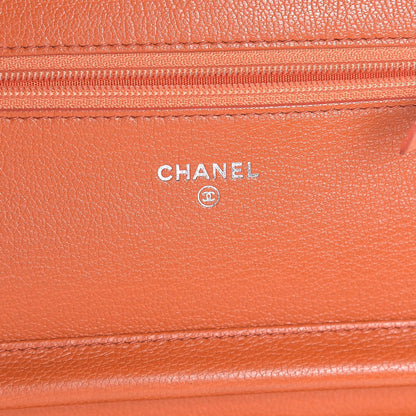 Chanel Goatskin Embossed Wallet On Chain WOC Orange 6 of 7