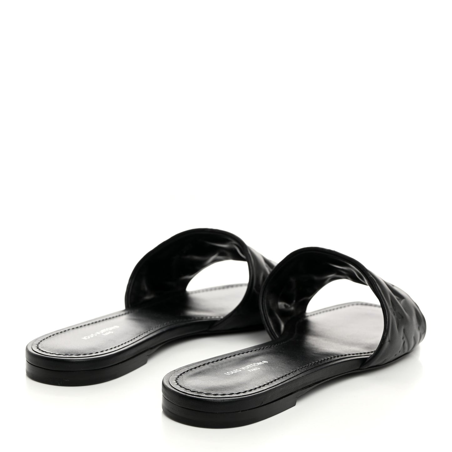 Lambskin Embossed Monogram Revival Flat Mules 41 Black