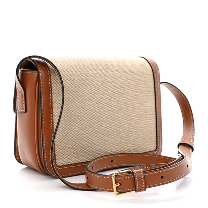 Celine Textile Natural Calfskin Teen Triomphe Tan White 3 of 13