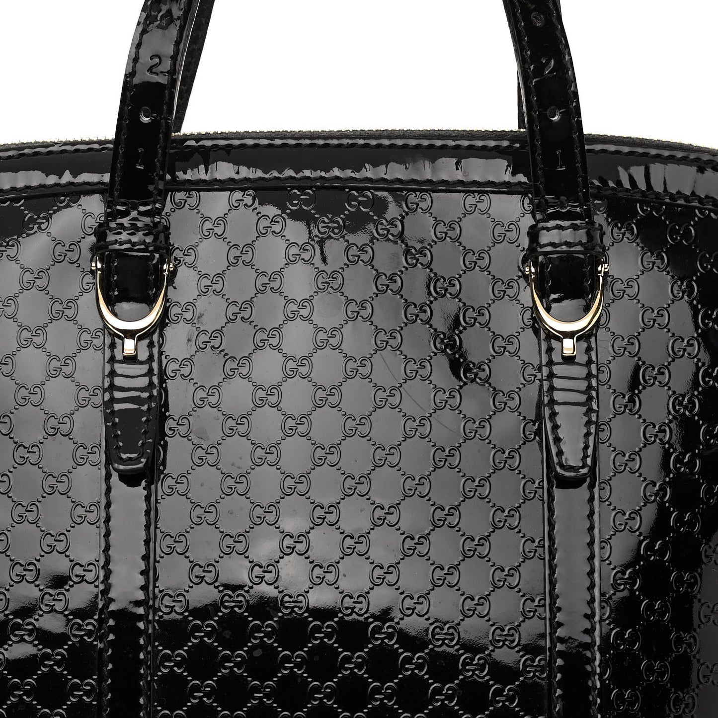Patent Microguccissima Large Nice Top Handle Dome Bag Black