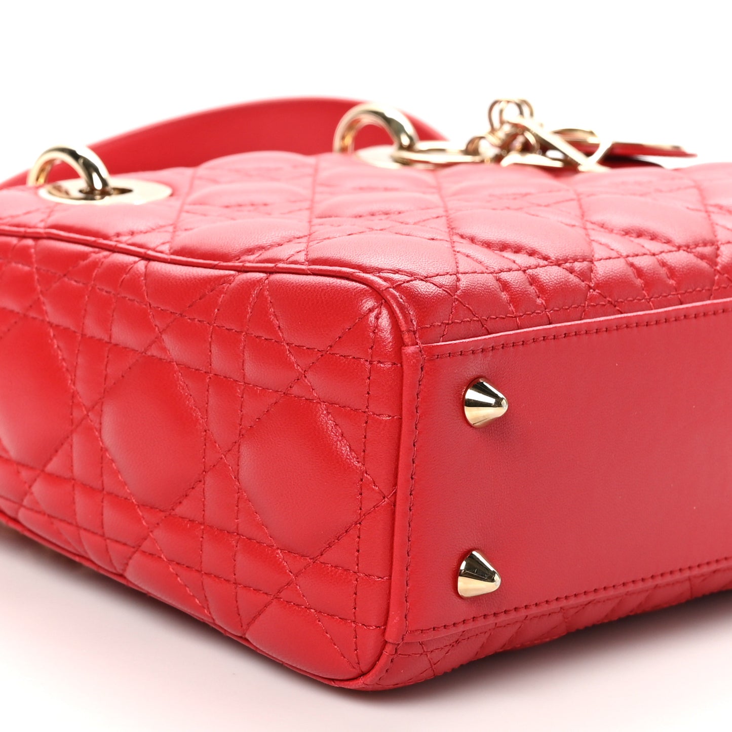 Lambskin Cannage Small Lucky Badges My Lady Dior Red